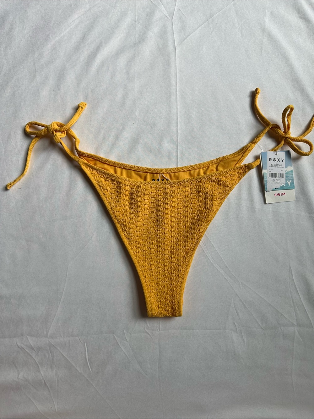 NWT Roxy Haliewa Side Tie Cheeky Bikini Bottoms in Golden Rod | Size Large
